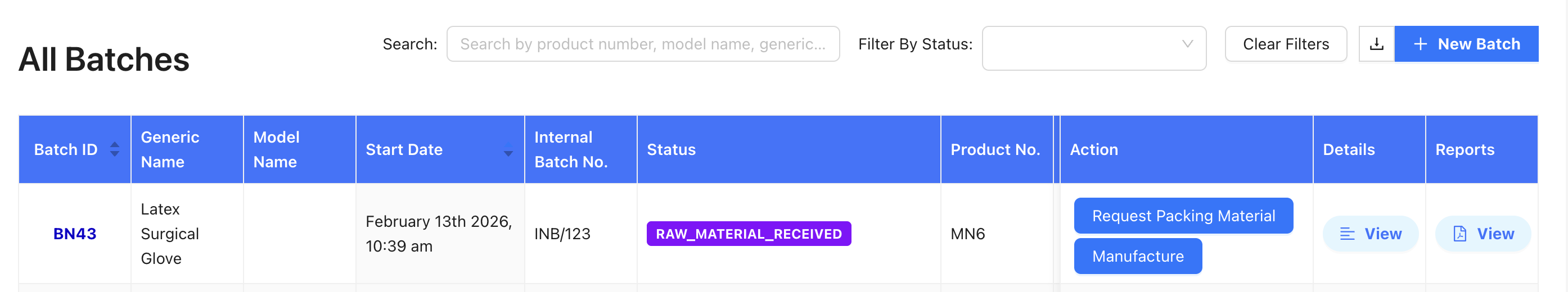 Create Packing Material Requisition button