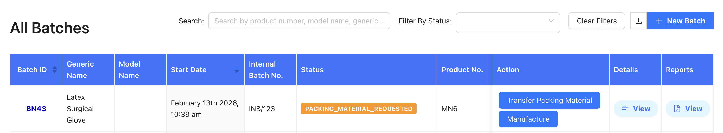 Transfer Packing Material button